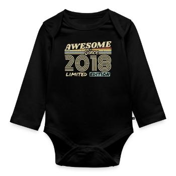Vintage 2018 Retro - 2018 Birthday Gift - Organic Longsleeve Baby Bodysuit - black - Front