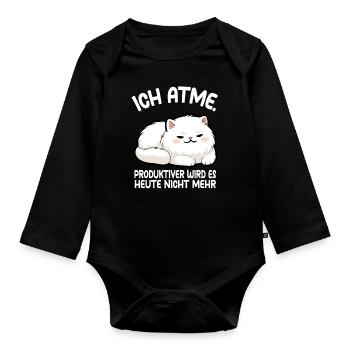 Je respire le chat persan - Body Bébé bio manches longues - noir - Devant