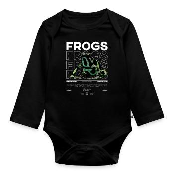 Dendrobatidae Aratus Dart Frosch Streetwear Frosch - Baby Bio-Langarm-Body - Schwarz - Vorne
