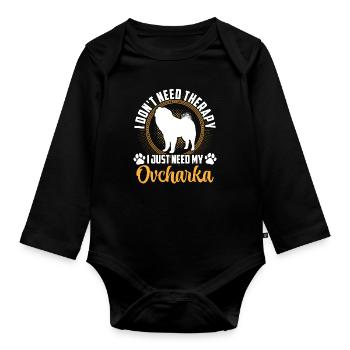Ovcharka Only need Caucasian Ovcharka - Organic Longsleeve Baby Bodysuit - black - Front