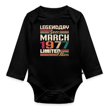 Mars 1977 Vintage Born Vintage Anniversaire - Body Bébé bio manches longues - noir - Devant