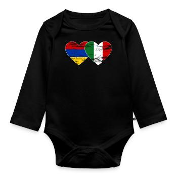 Armenia Italy Flag Heart Used - Organic Longsleeve Baby Bodysuit - black - Front