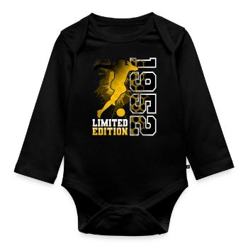 1952 Year of birth Birthday Football - Organic Longsleeve Baby Bodysuit - black - Front