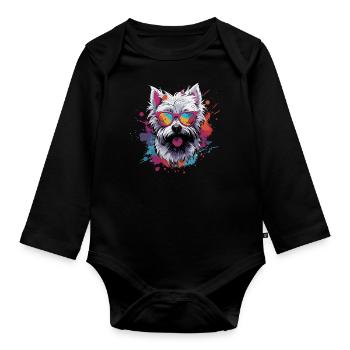 Cool West Highland White Terrier - Organic Longsleeve Baby Bodysuit - black - Front