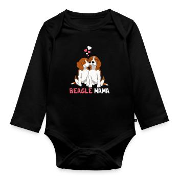 Beste Beagle Mama - Baby Bio-Langarm-Body - Schwarz - Vorne