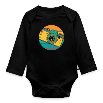 Fotograf Fotografie Kamera - Baby Bio-Langarm-Body - Schwarz - Vorne