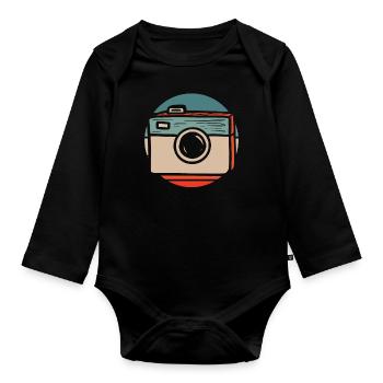 Photographer Photography Camera - Organic Longsleeve Baby Bodysuit - black - Front