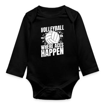 Volleyball Volleyball Ace Card - Organic Longsleeve Baby Bodysuit - black - Front