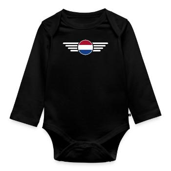 Netherlands Blossom Magic T-Shirt - Organic Longsleeve Baby Bodysuit - black - Front