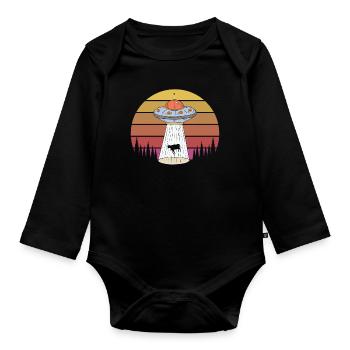 Animaux de vache d’enlèvement extraterrestre rétro - Body Bébé bio manches longues - noir - Devant