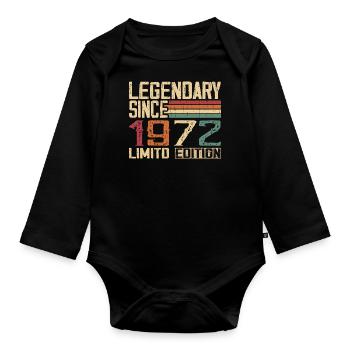 Original 1972 Vintage Birthday Gift 1972 - Organic Longsleeve Baby Bodysuit - black - Front