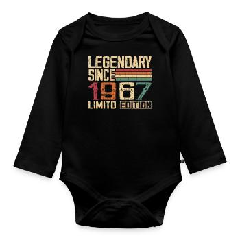 Original 1967 Vintage Geburtstagsgeschenk 1967 - Baby Bio-Langarm-Body - Schwarz - Vorne