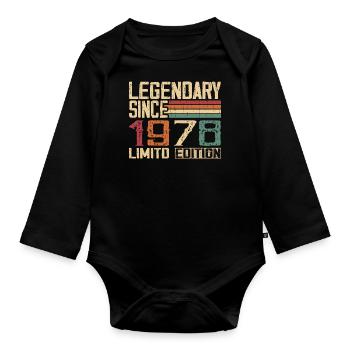 Original 1978 Vintage Geburtstagsgeschenk 1978 - Baby Bio-Langarm-Body - Schwarz - Vorne