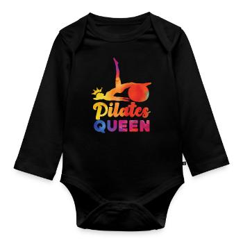 Pilates Instructor Teacher Queen - Baby Bio-Langarm-Body - Schwarz - Vorne
