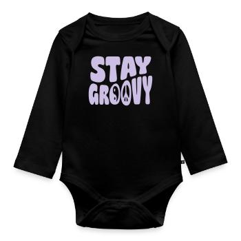 Stay Groovy - Baby Bio-Langarm-Body - Schwarz - Vorne