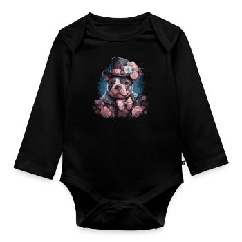 Elegant American Bull Terrier - Organic Longsleeve Baby Bodysuit - black - Front