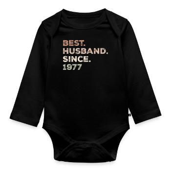 Best Husband Since 1977 Anniversary Gift - Organic Longsleeve Baby Bodysuit - black - Front