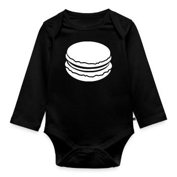 macaron - Body Bébé bio manches longues - noir - Devant