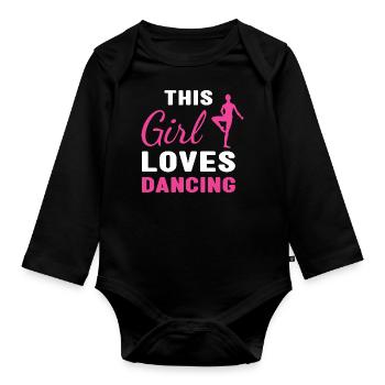 Dancer This Girl Loves Dancing - Organic Longsleeve Baby Bodysuit - black - Front