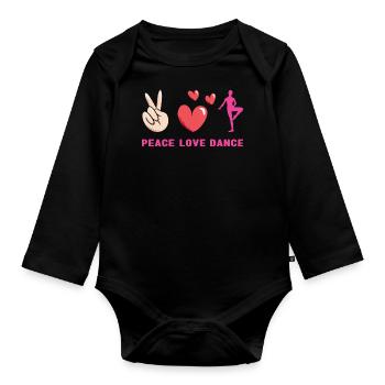 Dancer Peace Love Dancing - Baby Bio-Langarm-Body - Schwarz - Vorne