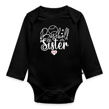 Baseball Sister Baseball Baseball Sister - Organic Longsleeve Baby Bodysuit - black - Front