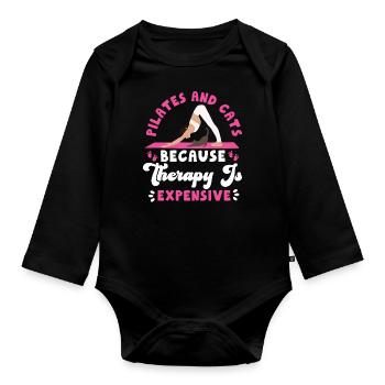 Instructeur de Pilates Enseignant Chat - Body Bébé bio manches longues - noir - Devant