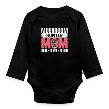 Mushroom Hunter Mom The Idol The Myth Mycologist - Baby Bio-Langarm-Body - Schwarz - Vorne