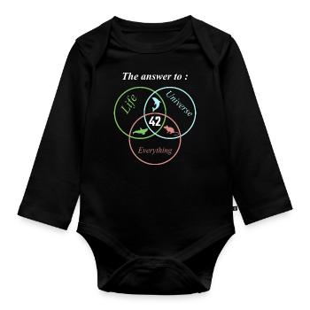 Les 42 réponses à la vie, à l’univers, à tout, à la science - Body Bébé bio manches longues - noir - Devant