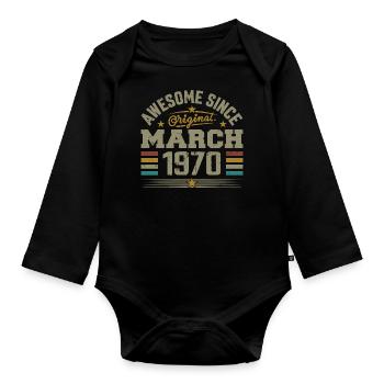 März 1970 Geburtstag Vintage Geschenkidee aus den 1970er Jahren - Baby Bio-Langarm-Body - Schwarz - Vorne
