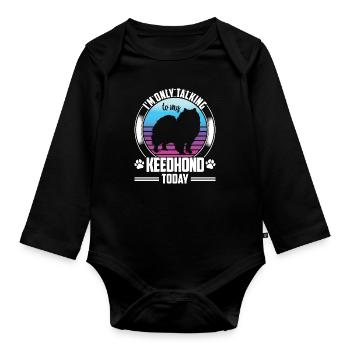 Wolfsspitz Ne parlez qu’avec le Wolfsspitz allemand - Body Bébé bio manches longues - noir - Devant