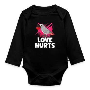 African African Grey Parrot Gift - Organic Longsleeve Baby Bodysuit - black - Front