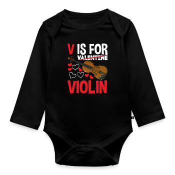 Violon Violon Violoniste Joueur de violon - Body Bébé bio manches longues - noir - Devant