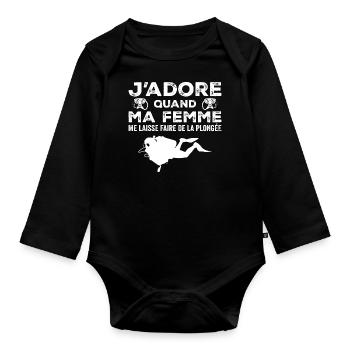 Jadore Quand Ma Femme Me Laisse Faire De La Plongé - Body Bébé bio manches longues - noir - Devant