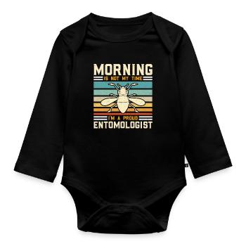 Entomologist Morning Is Not My Time Bug Hunter - Baby Bio-Langarm-Body - Schwarz - Vorne