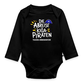 Kiga-Piraten Abreise Abschluss Kita Absolvent Gesc - Baby Bio-Langarm-Body - Schwarz - Vorne