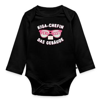 KiGa-Chefin Abschied Kita Absolvent Erstklässler G - Baby Bio-Langarm-Body - Schwarz - Vorne