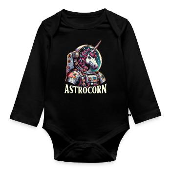 Astrocorn Astronaut Unicorn Mythical Creature - Organic Longsleeve Baby Bodysuit - black - Front