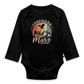 Legends are born in March 2014 - 2014 - Organic Longsleeve Baby Bodysuit - black - Front