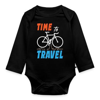 Vélo Time To Travel - Body Bébé bio manches longues - noir - Devant