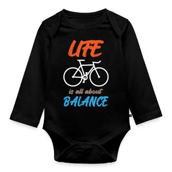 Life Is All About Balance - Baby Bio-Langarm-Body - Schwarz - Vorne