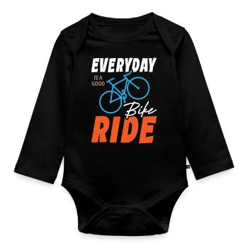 Everyday Is A Good Bike Ride - Baby Bio-Langarm-Body - Schwarz - Vorne