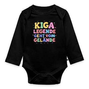 Kiga-Legende Abschiedsgeschenk: Kita Abgänger Abso - Baby Bio-Langarm-Body - Schwarz - Vorne