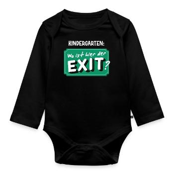Kita Absolvent Schulkind Erster Schultag Abschieds - Baby Bio-Langarm-Body - Schwarz - Vorne