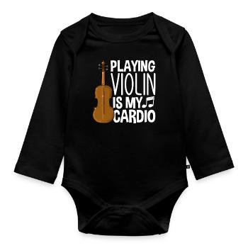 Violon Violon Violoniste Joueur de violon - Body Bébé bio manches longues - noir - Devant