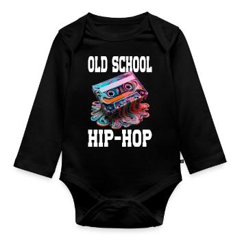 Old School Hip Hop Retro Melting Cassette - Body Bébé bio manches longues - noir - Devant