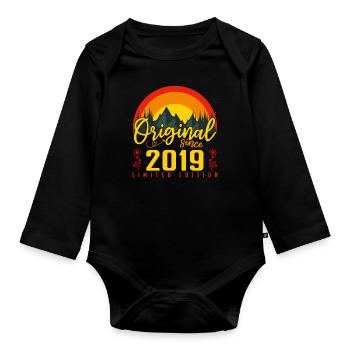 Birthday 2019 Birthday Born in 2019 Gift - Organic Longsleeve Baby Bodysuit - black - Front