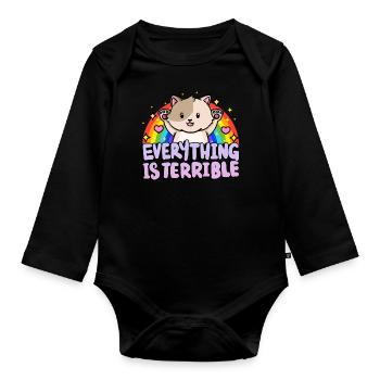Alles Ist Schrecklich Sarkasmus Regenbogen - Baby Bio-Langarm-Body - Schwarz - Vorne