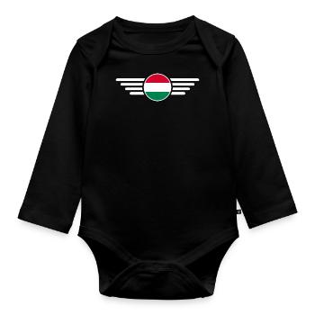 T-shirt design de style hongrois - Body Bébé bio manches longues - noir - Devant