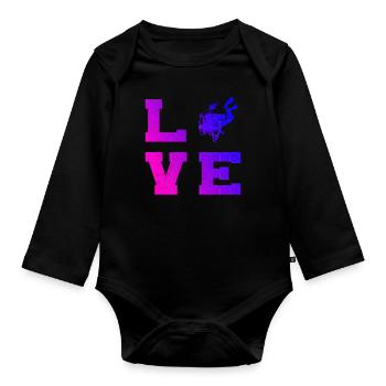 Scuba Diver Taucher Tauchen Diver Damen - Baby Bio-Langarm-Body - Schwarz - Vorne