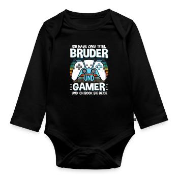 Bruder und Gamer Gaming Bruder - Baby Bio-Langarm-Body - Schwarz - Vorne